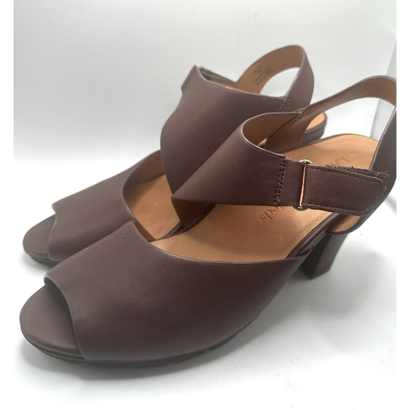 l'amour des pieds sling back heels womens 7m Shoes brown leather open toe straps - Picture 8 of 13